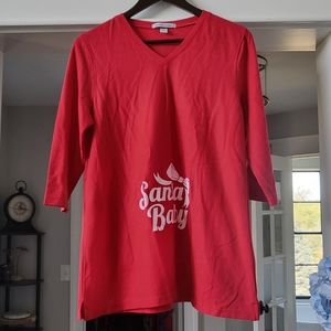 Maternity Shirt Medium 3/4 Sleeve Santa Baby, baby reveal shirt
